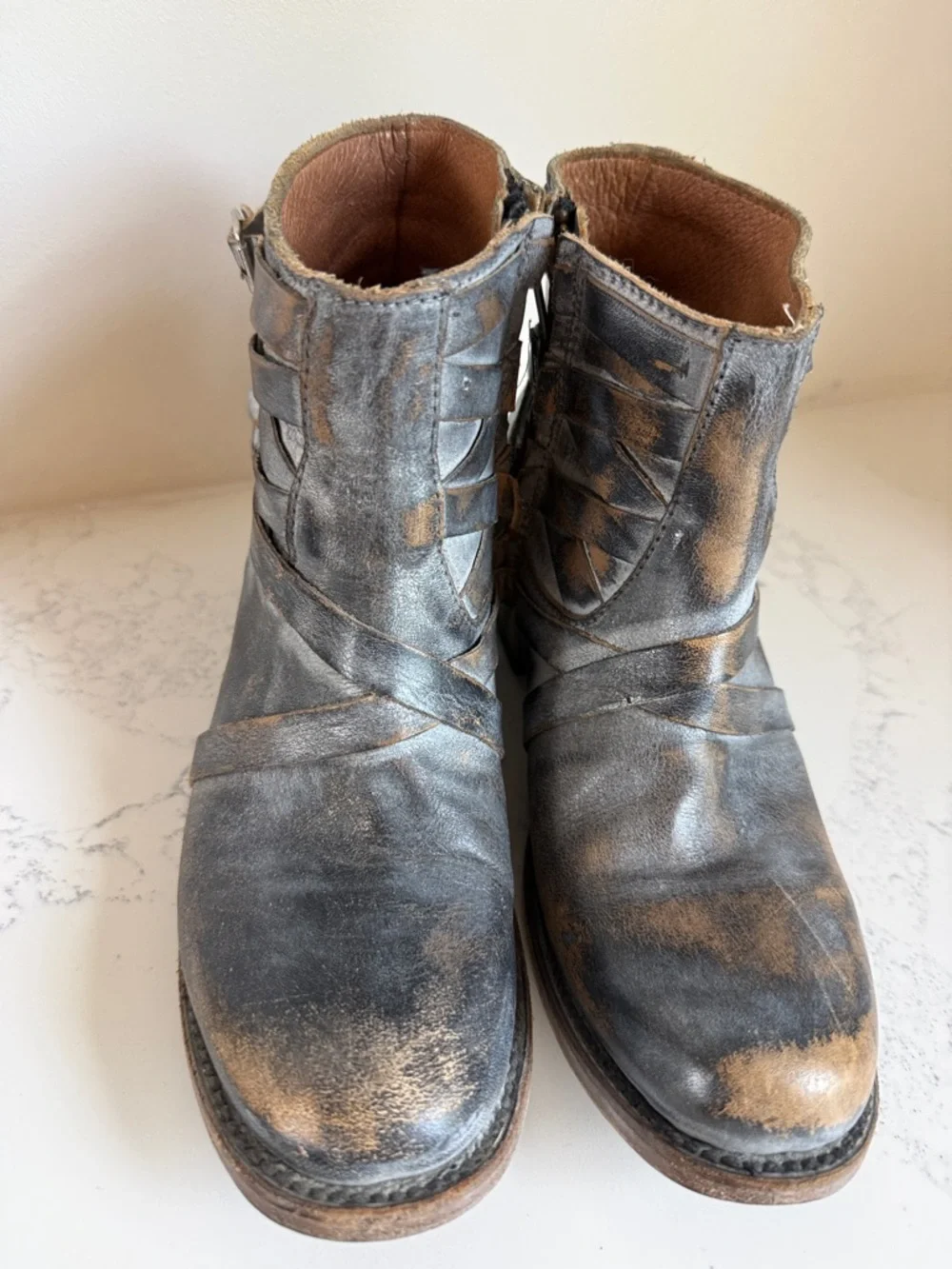 Freebird by Steven Sammi Ankle Booties Womens Size 7 Color Brown Distressed